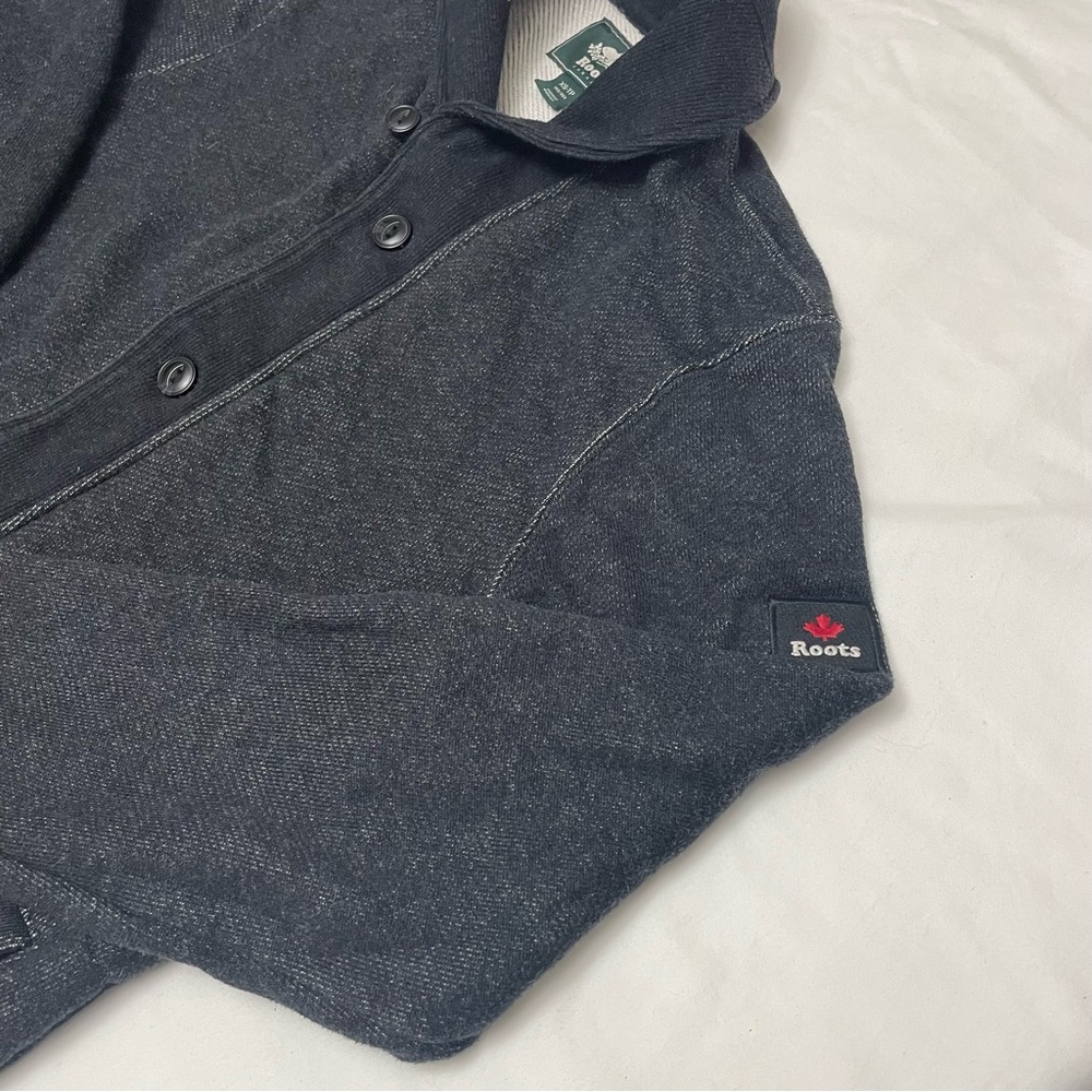Roots Canada Charcoal Men's Shawl Collar Cardigan Button Up Cotton Blend XS - Picture 4 of 8